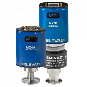 Full range vacuum measurement solution (1E-8 to 1000 Torr) with the Televac®️ MX4A Convection and MX7B Cold Cathode Active Vacuum Gauges.