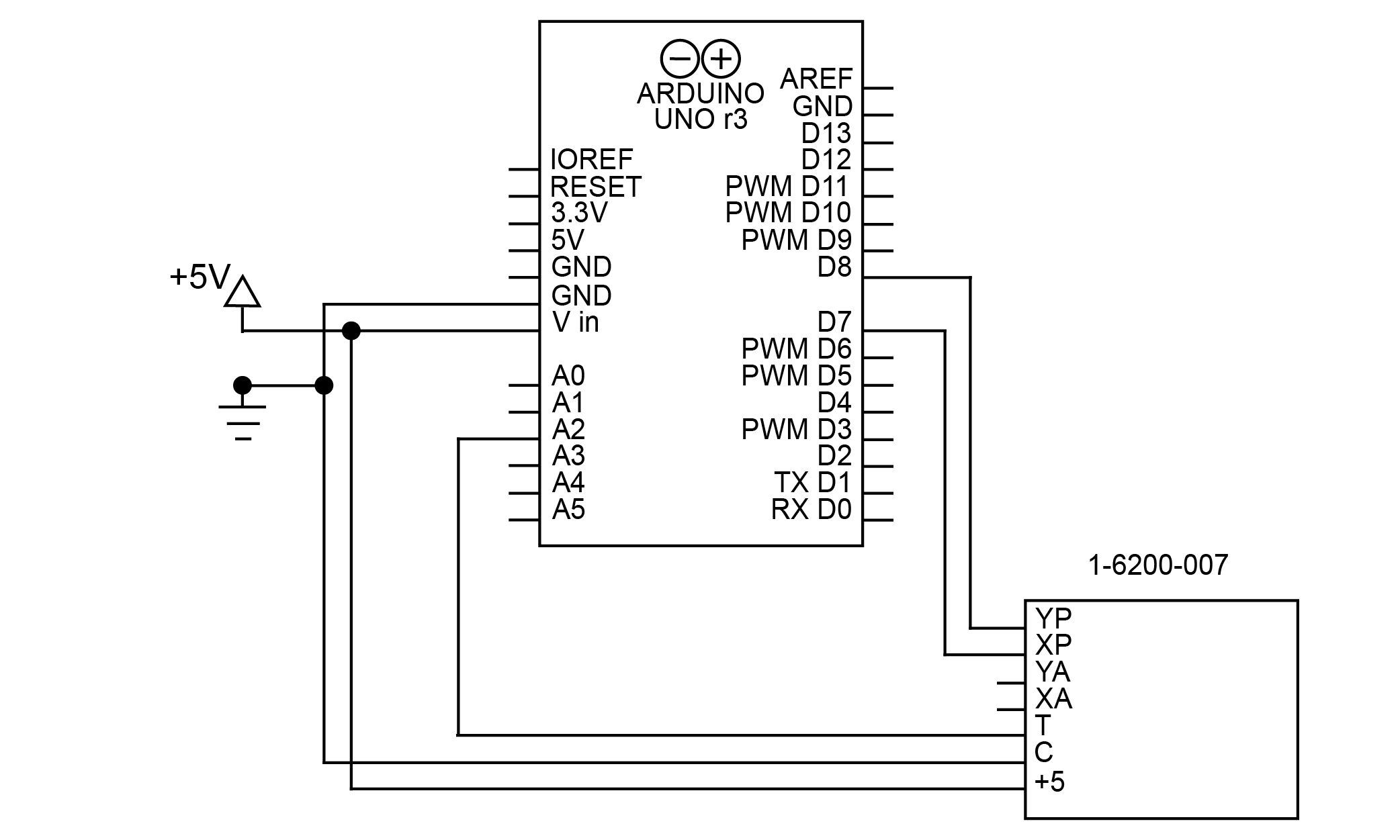 Wiring Schematic for the 1-6200-007 PWM signal conditioners with an Arduino Uno