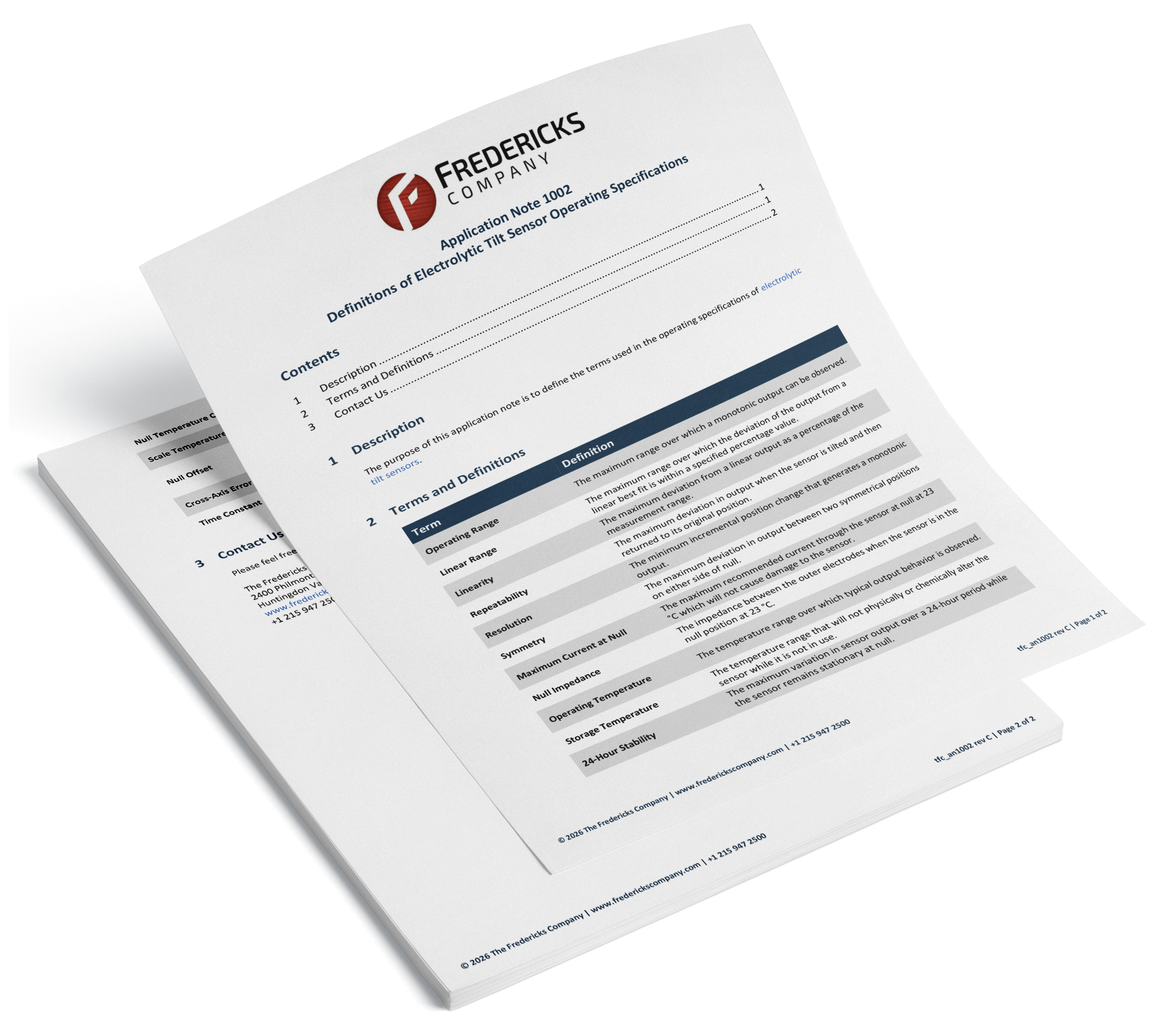 Application Note 1002 - Definitions of Electrolytic Tilt Sensor Operating Specifications