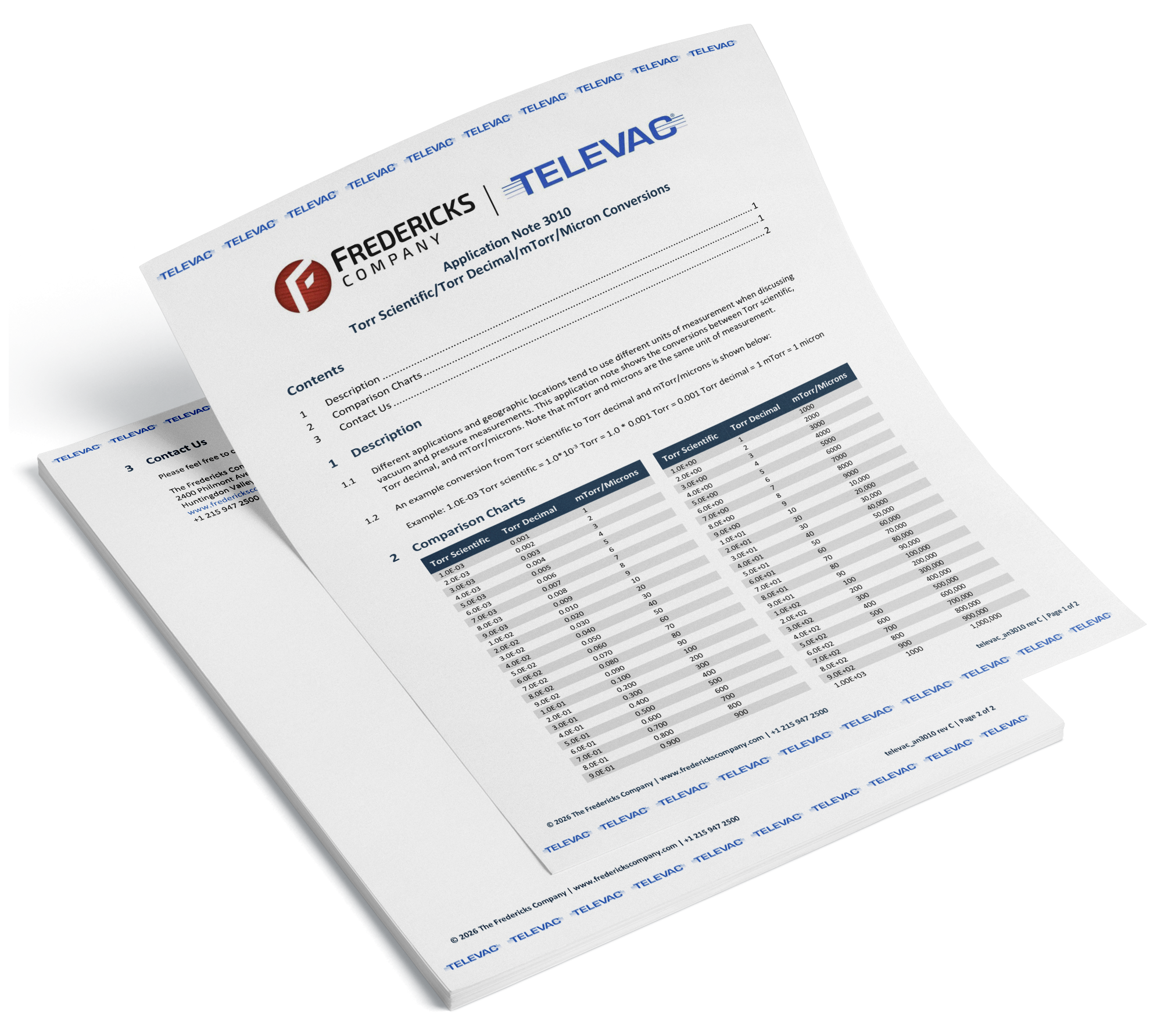 Application Note 3010 - Torr Scientific/Torr Decimal/mTorr/Micron Conversions