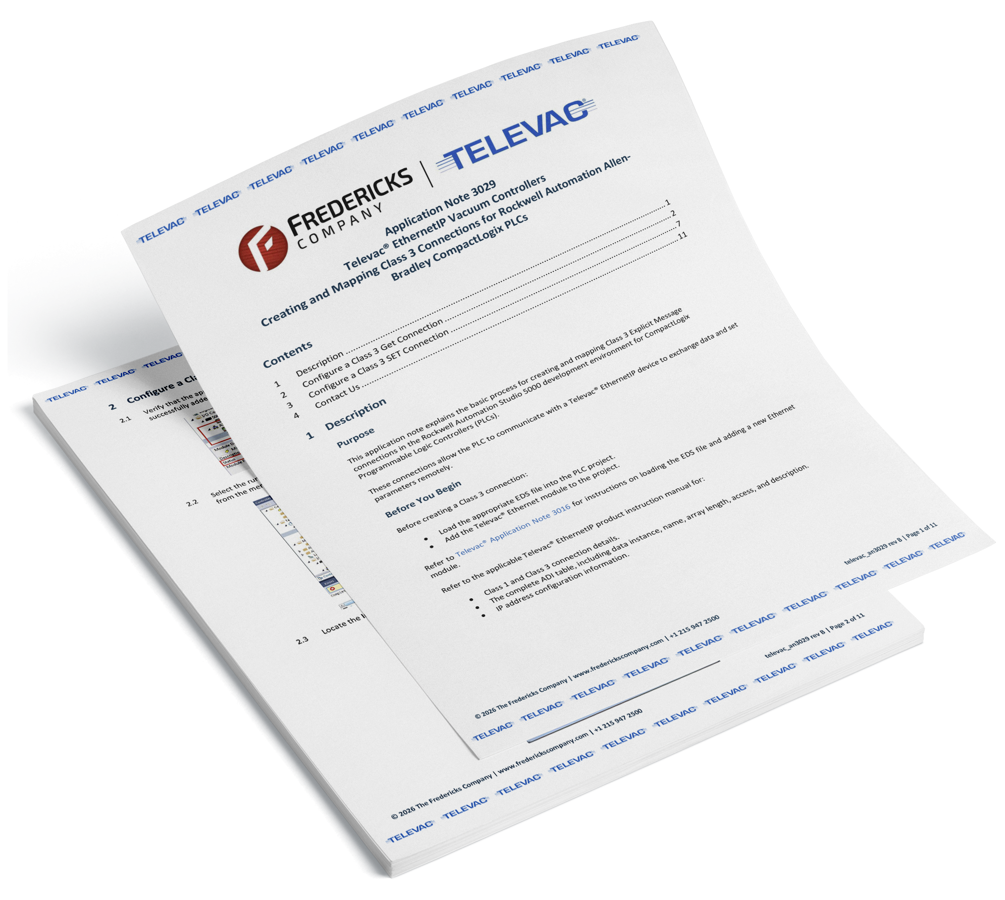 Application Note 3029 - Televac EthernetIP Vacuum Controllers - Creating and Mapping Class 3 Connections for Rockwell Automation Allen-Bradley CompactLogix PLCs