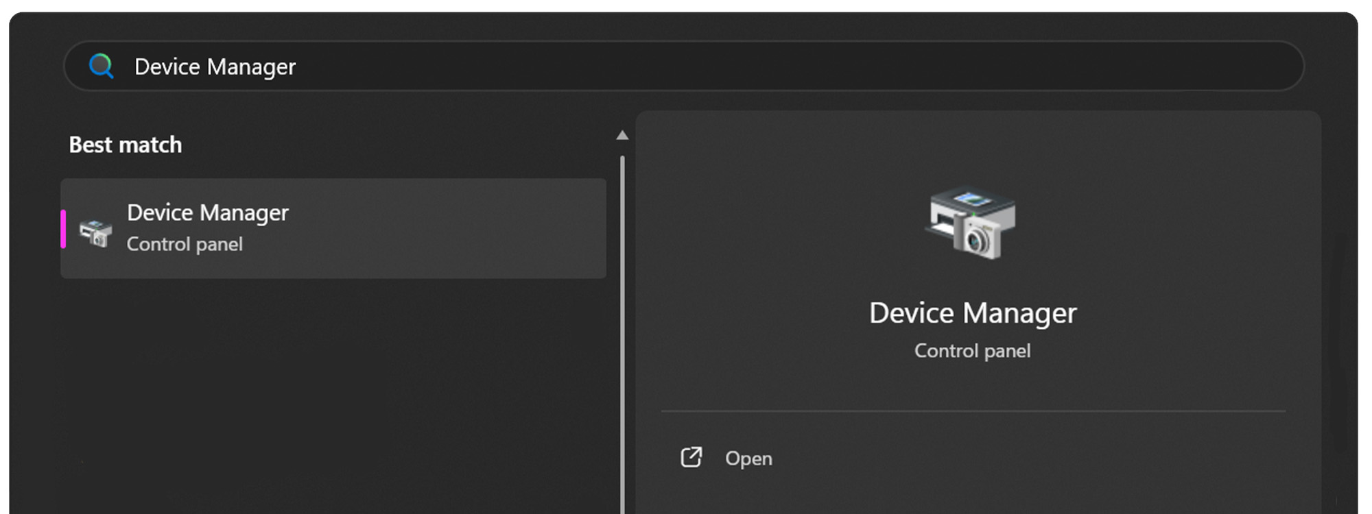 Windows Device Manager search result